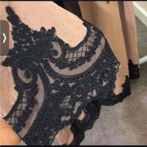 Elegant Black Lace Overlay Abaya